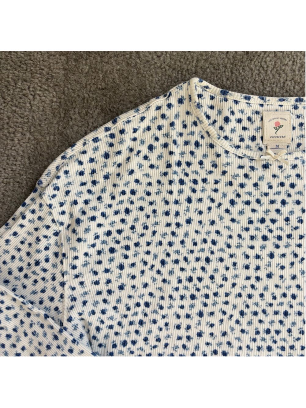 VGUC VTG Victorias Secret Country Floral Thermal 100% Cotton PJs | Sz Med - Picture 3 of 15